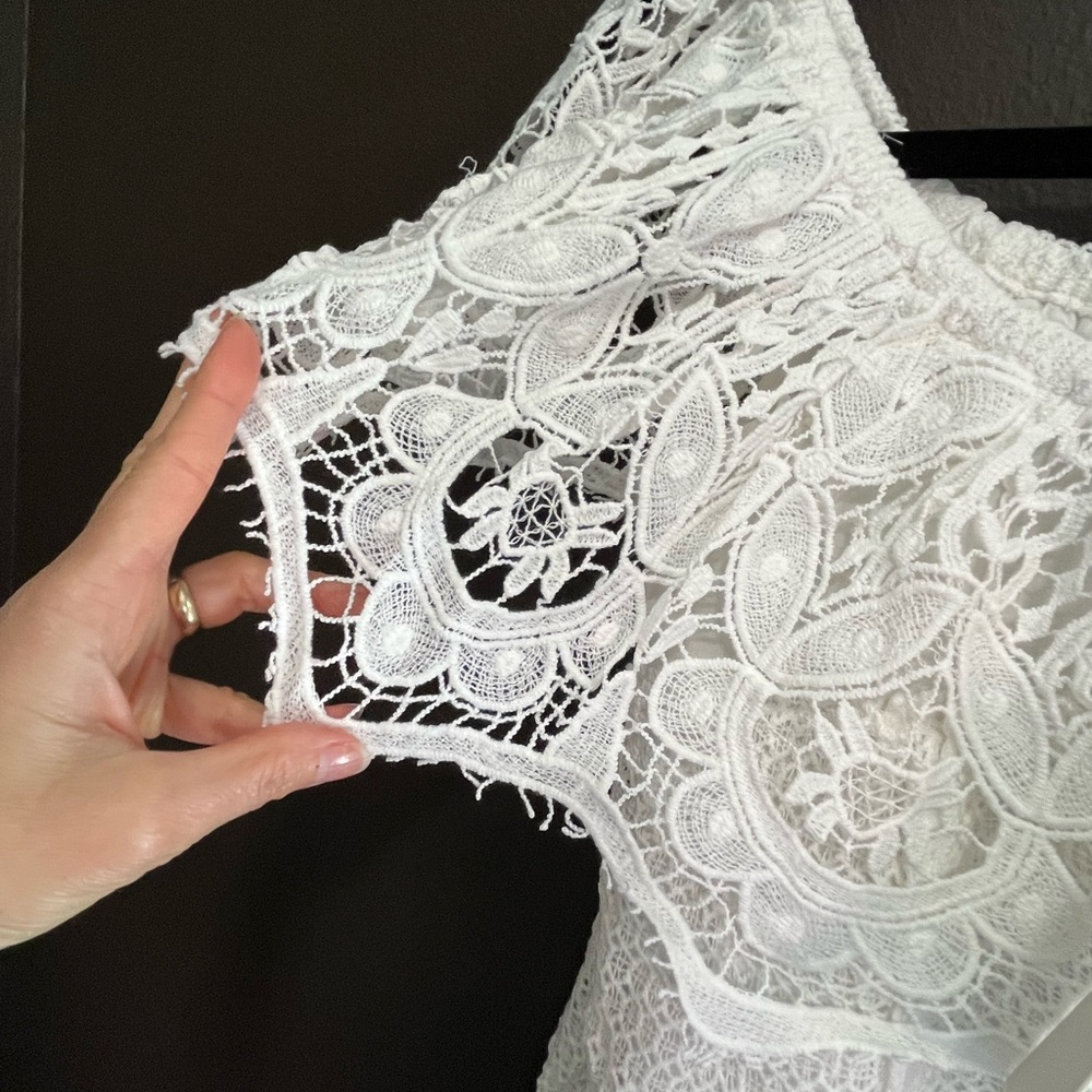 Tuckernuck Avalon White Lace Mini Dress GORGEOUS Bridal Beach Boho XS and Small - Picture 6 of 11